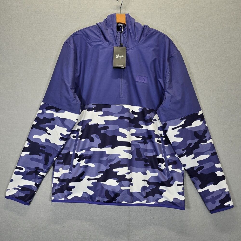 Waggle Zenith Night Owl 1/4 Zip Golf Hoodie Purple Camo Men's Size Large
